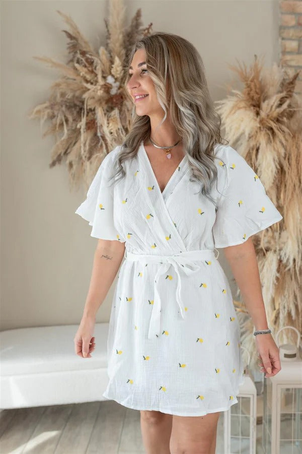 Musselin Kleid mit Zitronen